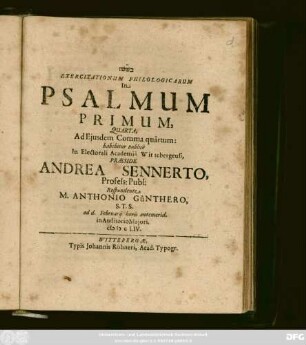 Exercitationum Philologicarum In Psalmum Primum, Quarta : Ad Eiusdem Comma quartum