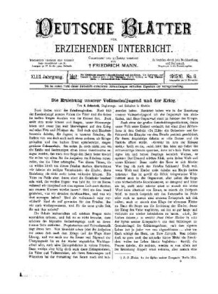 Die Erziehung unserer Volksschuljugend und der Krieg