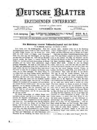 Die Erziehung unserer Volksschuljugend und der Krieg