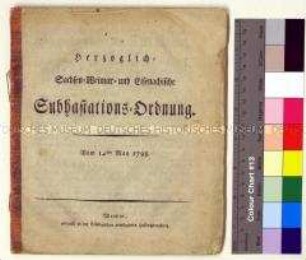 Verordnung von Karl August Herzog von Sachsen betreffend Zwangsversteigerungen