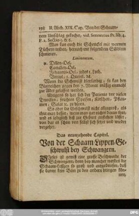 Das neunzehende Capitel. Von der Schaam-Lippen-Geschwulst bey Schwangern.