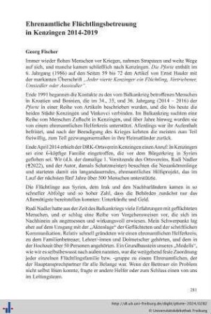 Ehrenamtliche Flüchtlingsbetreuung in Kenzingen 2014 – 2019