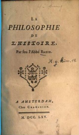 La Philosophie de l'Histoire