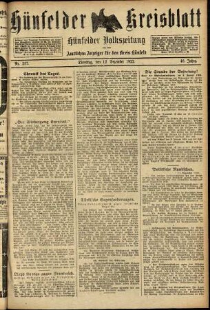 Ausgabe vom Dienstag, den 12. Dezember 1922.