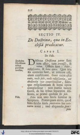 Sectio IV. De Doctrina, quae in Ecclesiâ praedicatur.