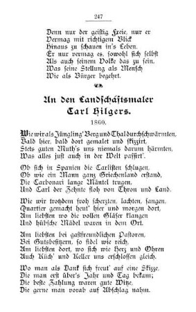 An den Landschaftsmaler Carl Hilgers