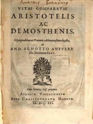 Vitae comparatae Aristotelis ac Demosthenis