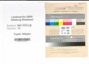 Entnazifizierung Wilhelm Tracht , geb. 17.06.1888 (Vertreter)