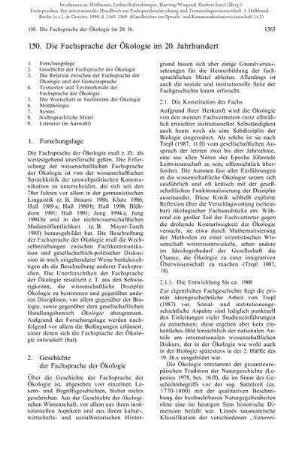 Die Fachsprache der Ökologie im 20. Jahrhundert