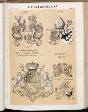 Taf. 60. Banz - Banz. - Maria Carolina Gräfin v. Königseck Rotenfels Gefürstete Aebtissin v. Buchau. 1742 - Benedictbeuren. Convent. - Abt. Leonard Hochenauer.