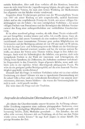 Ansprache des scheidenden Oberstudienrats Kurig am 14.11.1967