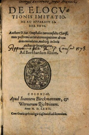 De Elocutionis imitatione ac apparatu liber unus