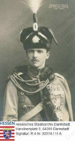 Karl Eduard Herzog v. Sachsen-Coburg-Gotha (1884-1954) / Porträt in Husaren-Uniform, Brustbild