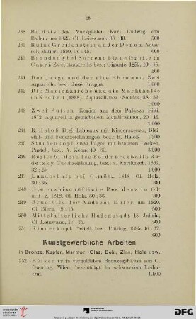 Kunstgewerbliche Arbeiten in Bronze, Kupfer, Marmor, Glas, Bein, Zinn, Holz usw. (Nr. 252-276)