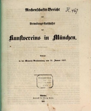 Rechenschafts-Bericht, [1856] (1857)