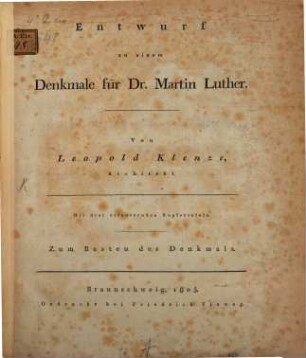 Entwurf zu einem Denkmale für Dr. Martin Luther