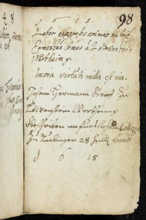 98 Ernestus/Johann Hermann Comes Löwenstein Wertheim