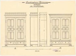 Kranken- und Siechenhaus, Brüssow Gültiger Ausführungsentwurf: Schränke, Ansicht, Schnitt 1:10