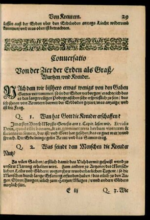 Conversatio Von der Zier der Erden als Graß/ Wurtzen/ und Kreuder.