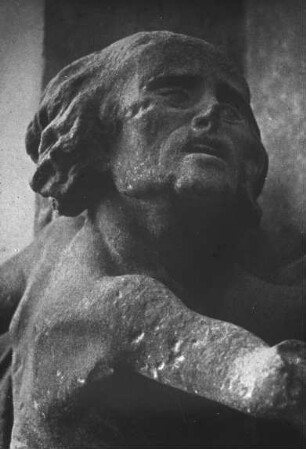 Bassenheim (Koblenz), St. Martin, Hl. Martin zu Pferde, Detail: der Bettler. Naumburger Meister