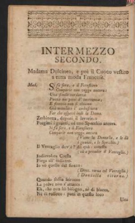 Intermezzo Secondo. Zweytes Zwischenspiel