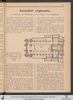 Actualité régionale. La réfection ds fondations sous la flèche de la Cathédrale.