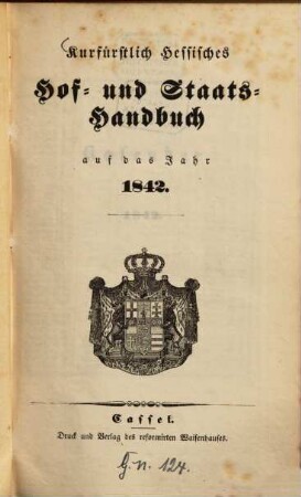 Kurfürstlich Hessisches Hof- und Staatshandbuch, 1842