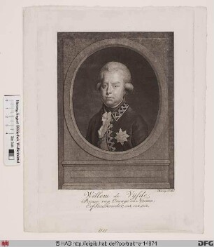 Bildnis Wilhelm V. Batavus, Prinz von Oranien, Fürst von Nassau-Diez, -Dillenburg u.-Siegen, 1748-95 letzter Erbstatthalter der Niederlande