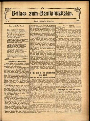 Zweite Ausgabe vom Sonntag, den 17. Februar 1907.