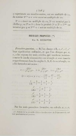 Formules proposées.