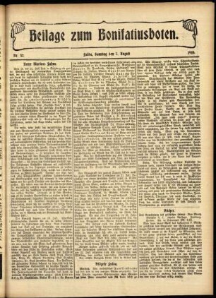 Zweite Ausgabe vom Sonntag, den 07. August 1910.