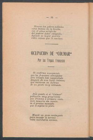Ocupación de "Colmar" por las tropas francesas