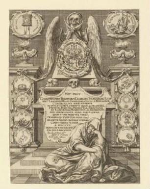 Trauergerüst für Christophorus Theophilus Dilherrus, von Thumenberg; geb. 06.02.1625; gest. 01.01.1685