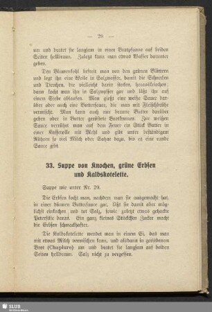 33. Suppe von Knochen, grüne Erbsen und Kalbskotelette