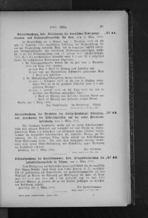 No. 43 Bekanntmachung der Handelskammer, betr. Befugnißertheilung der Zollabfertigungsstelle in Altona