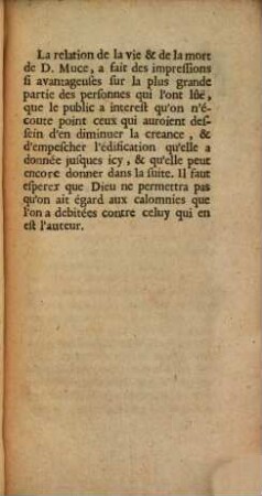 Instruction sur la mort de Dom Muce, religieux de l'Abbaye de la Trappe