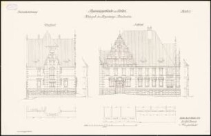 Regierungsgebäude, Stettin Wohngebäude des Regierungspräsidenten: West-, Südfront 1:100