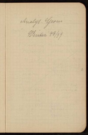 Analyt[ische] Geom[etrie], Hannover, 1898 - 1899