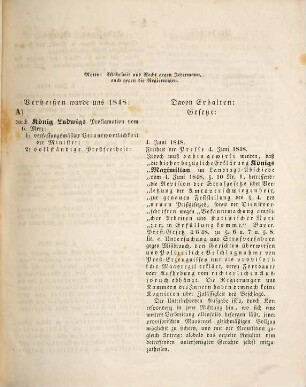 Verheissungen, Erfüllungen und Wünsche für Bayern 1848 : mit einem Anhange enthaltend das Gesetz über die Wahlen zur K. B. Ständeversammlung