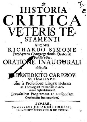 Historia Critica Veteris Testamenti