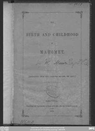 The birth and childhood of Mahomet