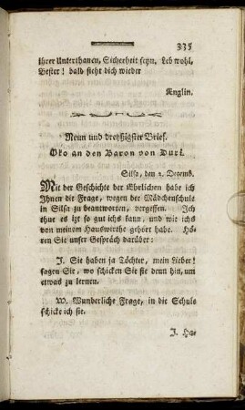 Neun und dreyßigster Brief.