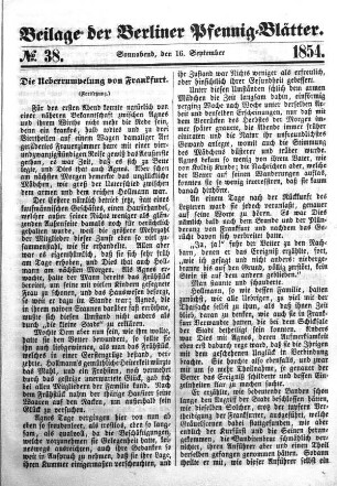 Beilage: No. 38, Sonnabend, den 16. September