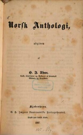 Norsk anthologi : udg. af H. J. Thue