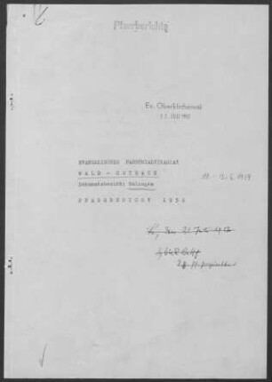 Ostrach mit Diaspora: Pfarrbericht 1954