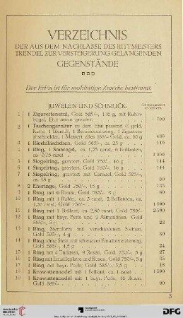 Juwelen und Schmuck (Nr. 1-152)