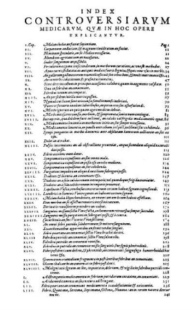 Index Controversiarum Medicarum, Quæ In Hoc Opere Explicantur.