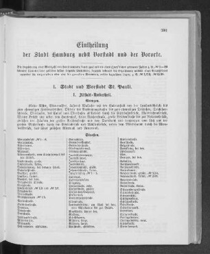 Eintheilung der Stadt Hamburg nebst Vorstadt und der Vororte.