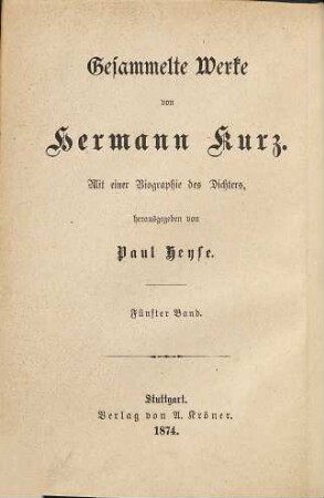 Gesammelte Werke, 5. Der Sonnenwirth ; 1