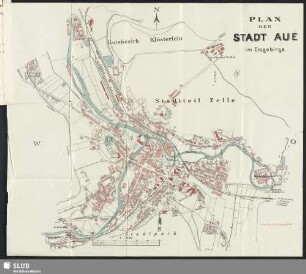 Plan der Stadt Aue im Erzgebirge
